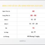 Bảng Chốt Số Soi Cầu XSMB hôm nay 25/07/2011